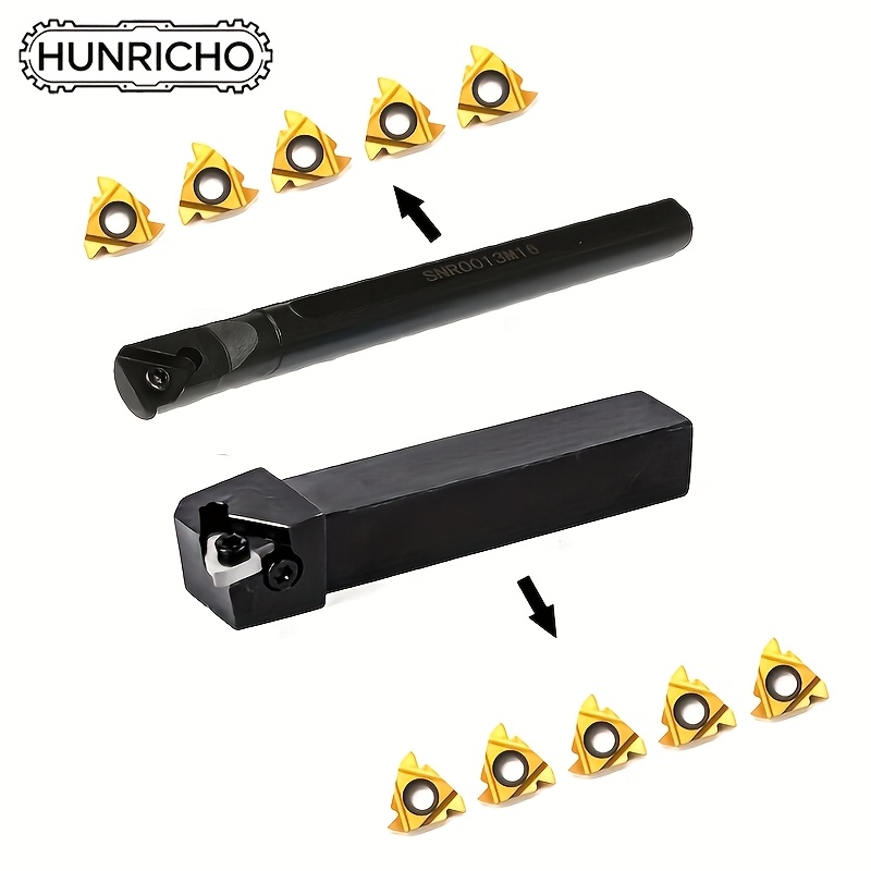 Hunricho 12pcs Assembly 1/2" 5/8" Boring Bar Snr0013m16+ser16h16 Lathe Inner Threaded Into Turning Tool Bracket With 5 16er +5 16ir Turning Tool For Thread Turning Blade Material Layer