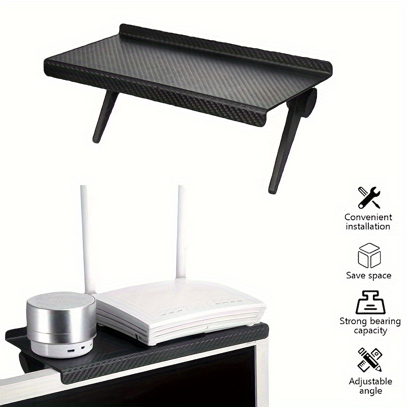 

Versatile Adjustable Tv & Monitor Top Shelf - Foldable Storage Rack For Media Box, Router | Polished Finish, Easy Install