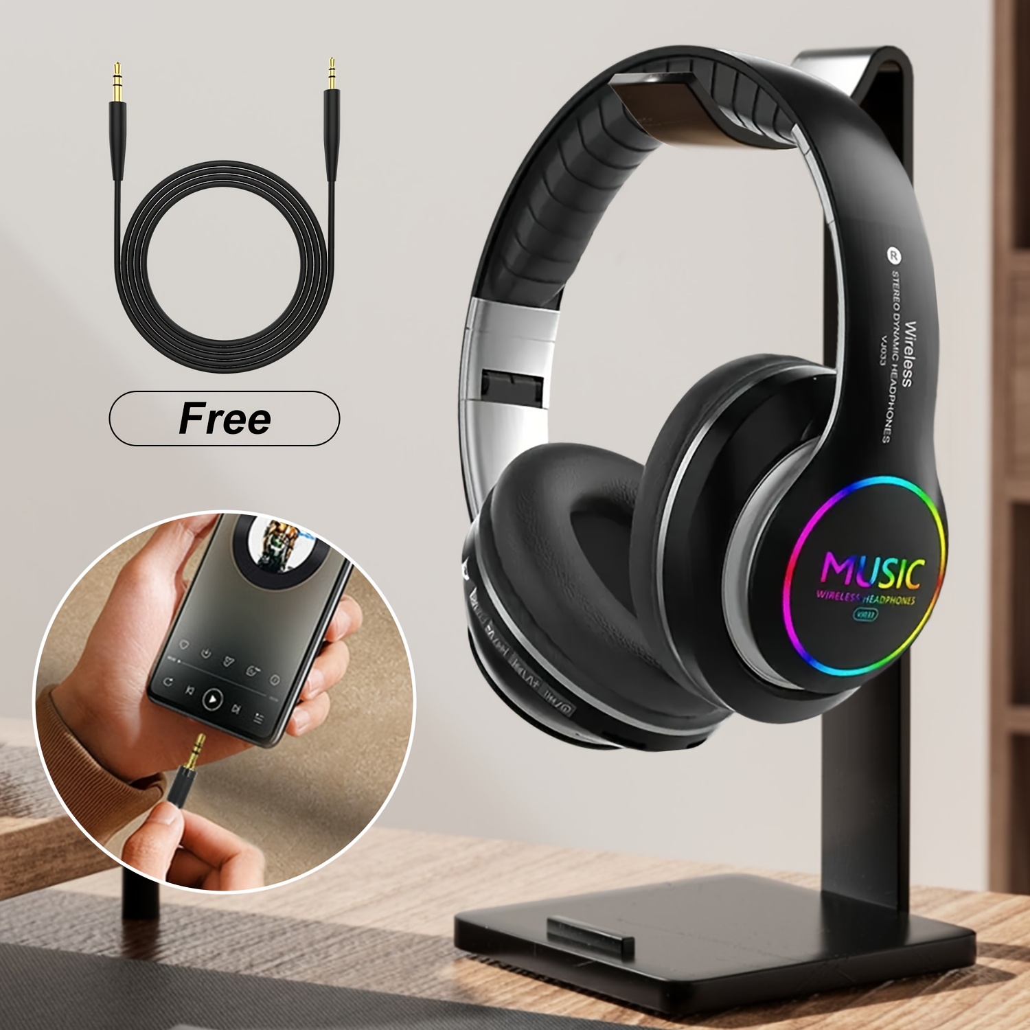 TEMU Wireless Noise Cancelling Headphones, Wireless Earbuds With , Lightweight Foldable Headphones With Built-in Microphone, For Work Laptops, Mobile