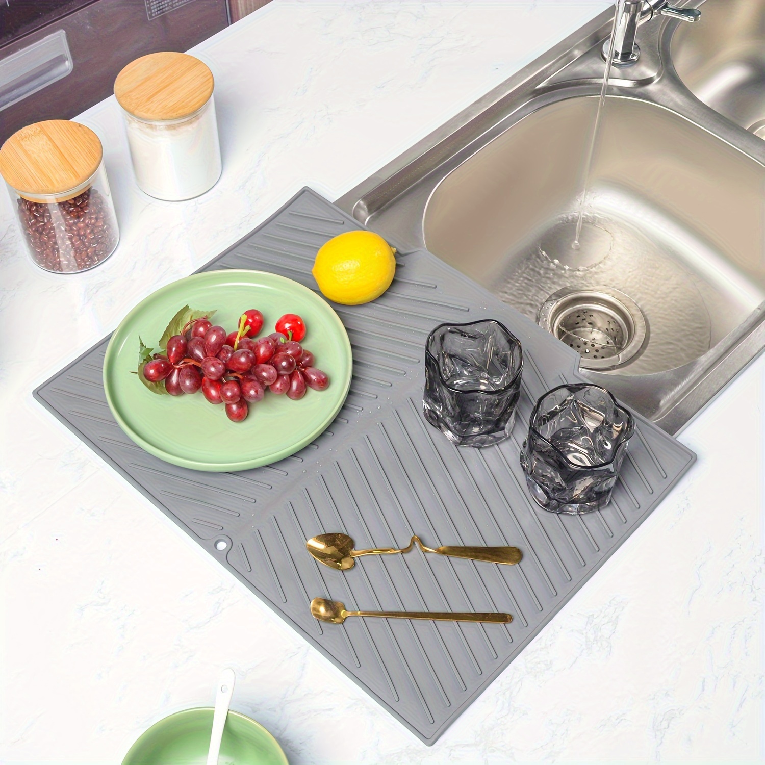 

1pc Large Draining Board Mat, Heat Resistant Plastic Drainer Mat For Kitchen Counter, Barbecue Stain Mat, Trivet Mat, Kitchen Accessories