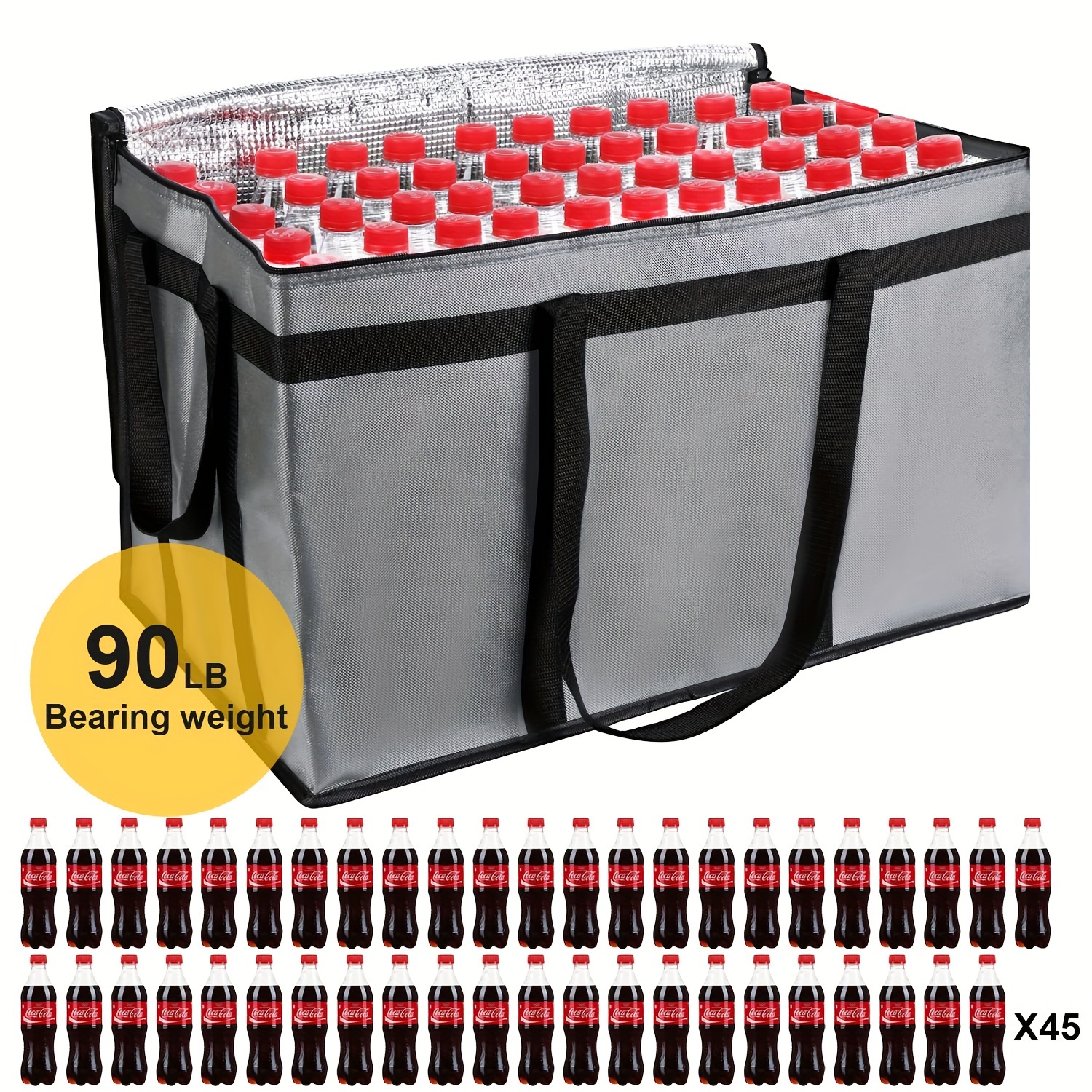 E-shop Rote Schwarze Graue Lieferbeutel Pizza Verpackungsbox Träger Isolierte Xxx-Größe Großhandel Einkaufstasche für Catering Shopper Heißwärme,