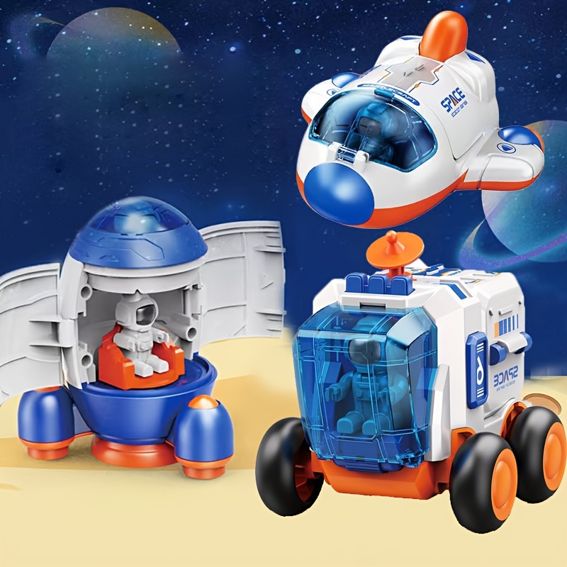 

1pc Children's Inertial Deformation Toy Car Astronaut Spacecraft Rocket Toy Boy Toy Christmas Gift Thanksgiving Gift New Year Gift
