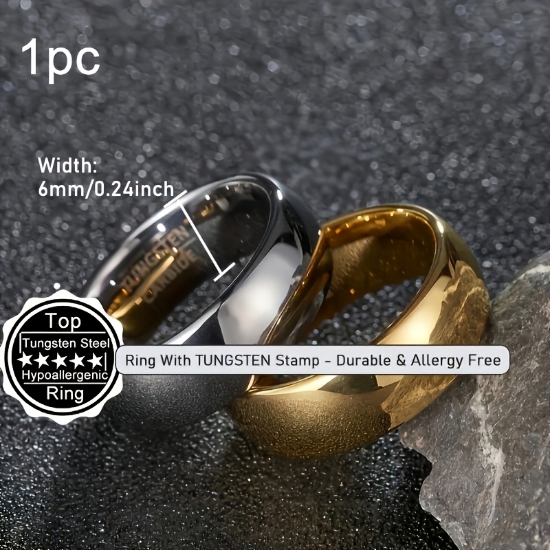 Unisex Luxury Tungsten Steel Ring, Polished Wedding Band