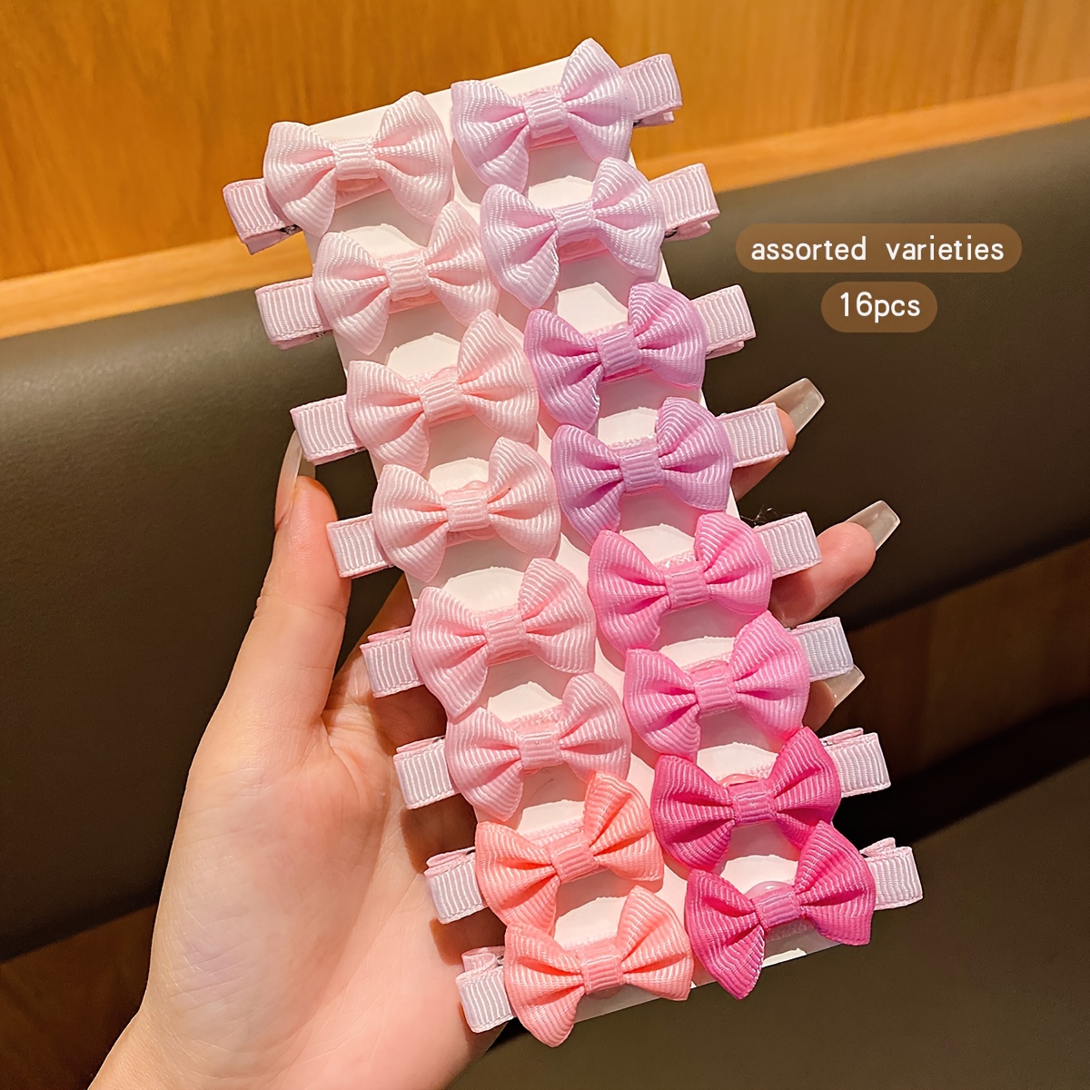 Image of 16 Random Sweet-style Hairpins In Colors, Featuring Korean-style Bows, Ideal For Everyday Hair Accessories