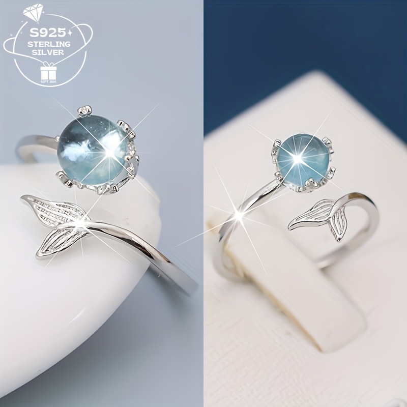 

1pc925 Silver Adjustable Ring For Women - Elegant And Simple - Mermaid Foam, , A Fashionable And Romantic Ornament, Suitable For