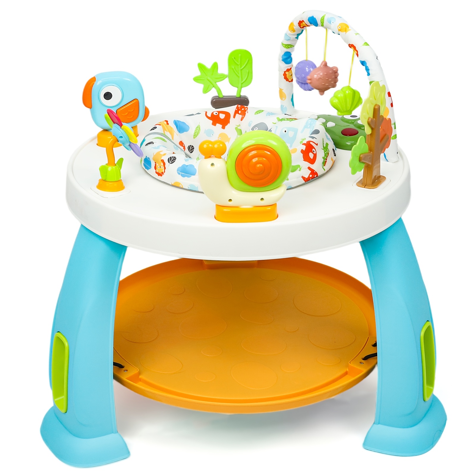 TEMU Baby Activity Center Table With Building Block Table (without Building Blocks) - Toys, Adjustable Height (3 Levels) & Music - Foldable Bounce