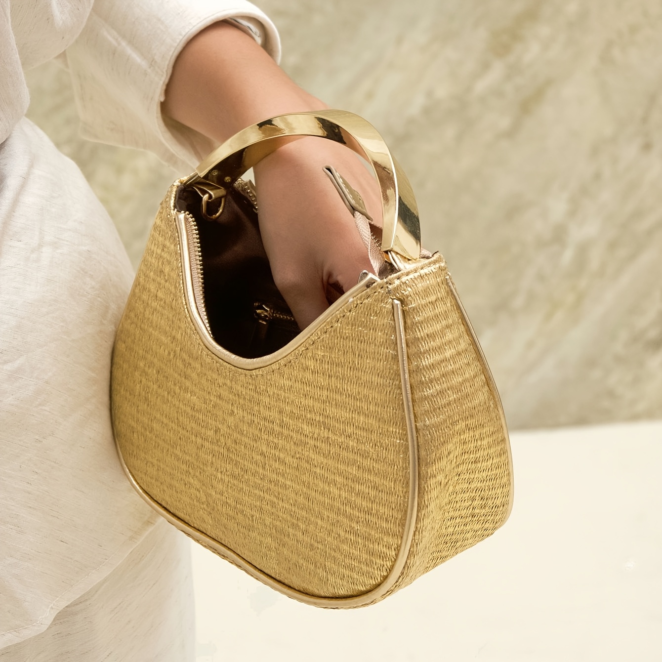 Luxury Women's Golden Weave Evening Clutch