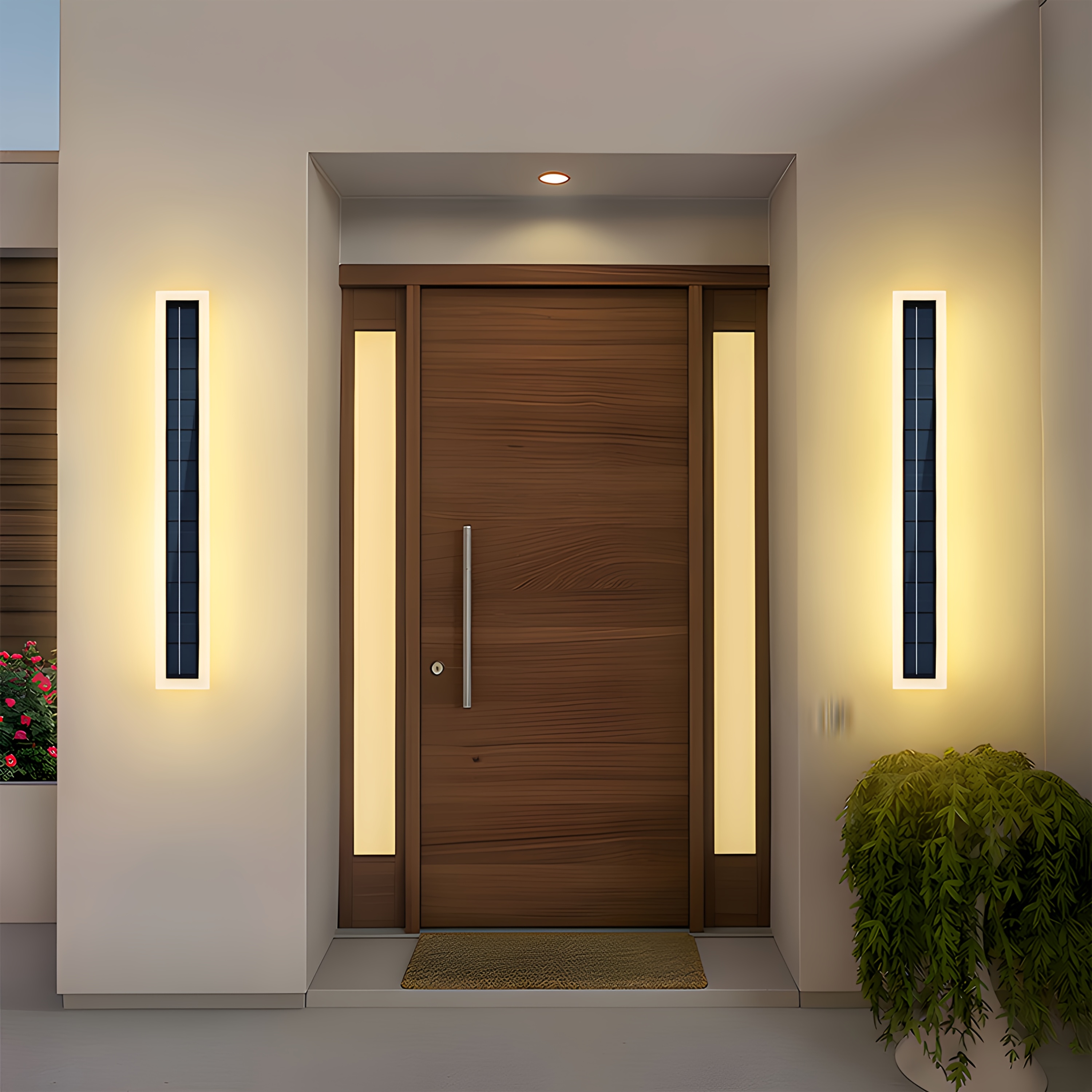 Solar-Powered Outdoor Wall Lamp, Battery-Operated, 10W Lighting Fixture with an Acrylic Cover, Modern Design, 60Cm Long, Suitable for Porches, Patios, And Front Entrances