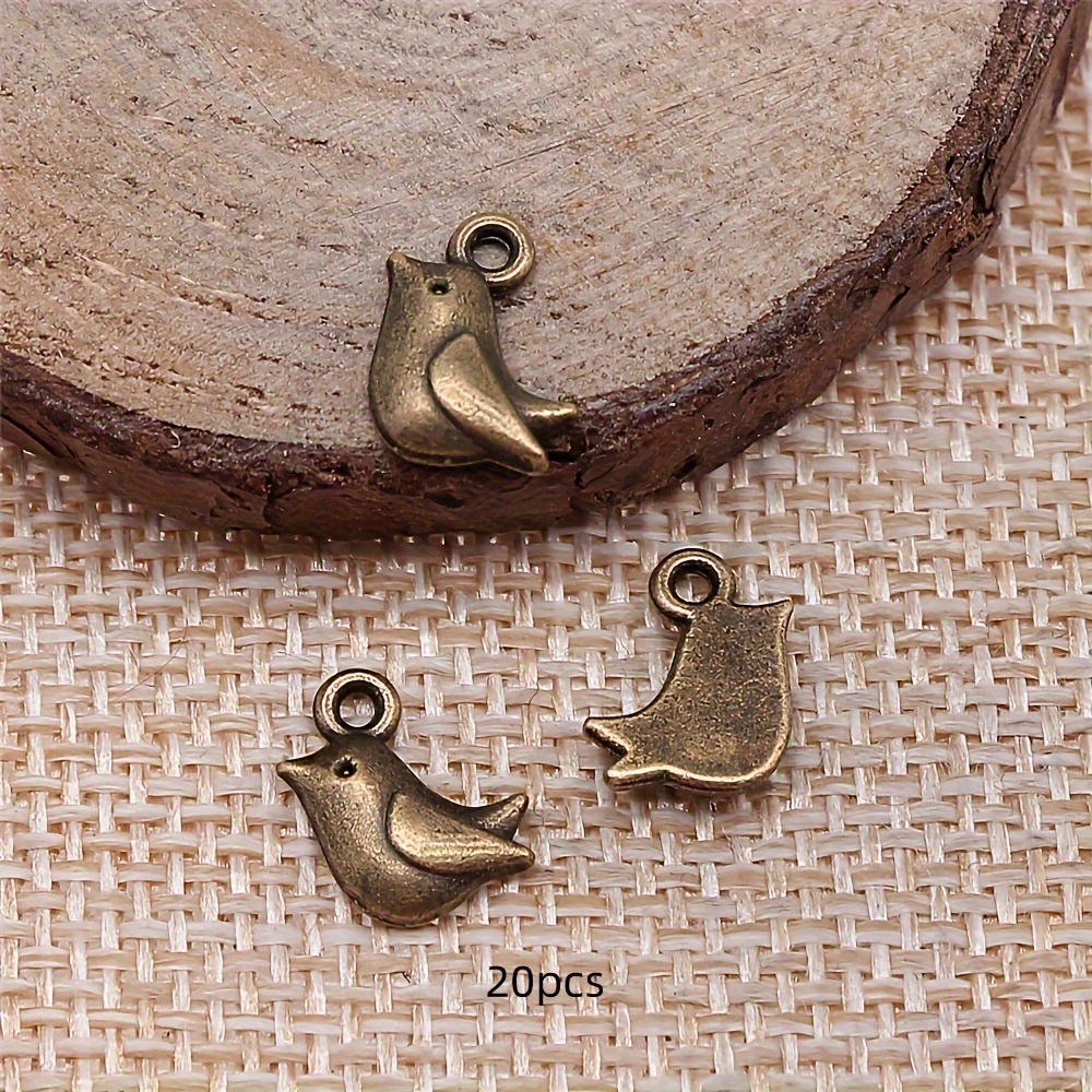 Image of 20pcs Of Multicolored Bird Charm Pendants For Jewelry Making, Suitable For Earrings, Necklaces, Bracelets, And Additions, Measuring 11x8mm