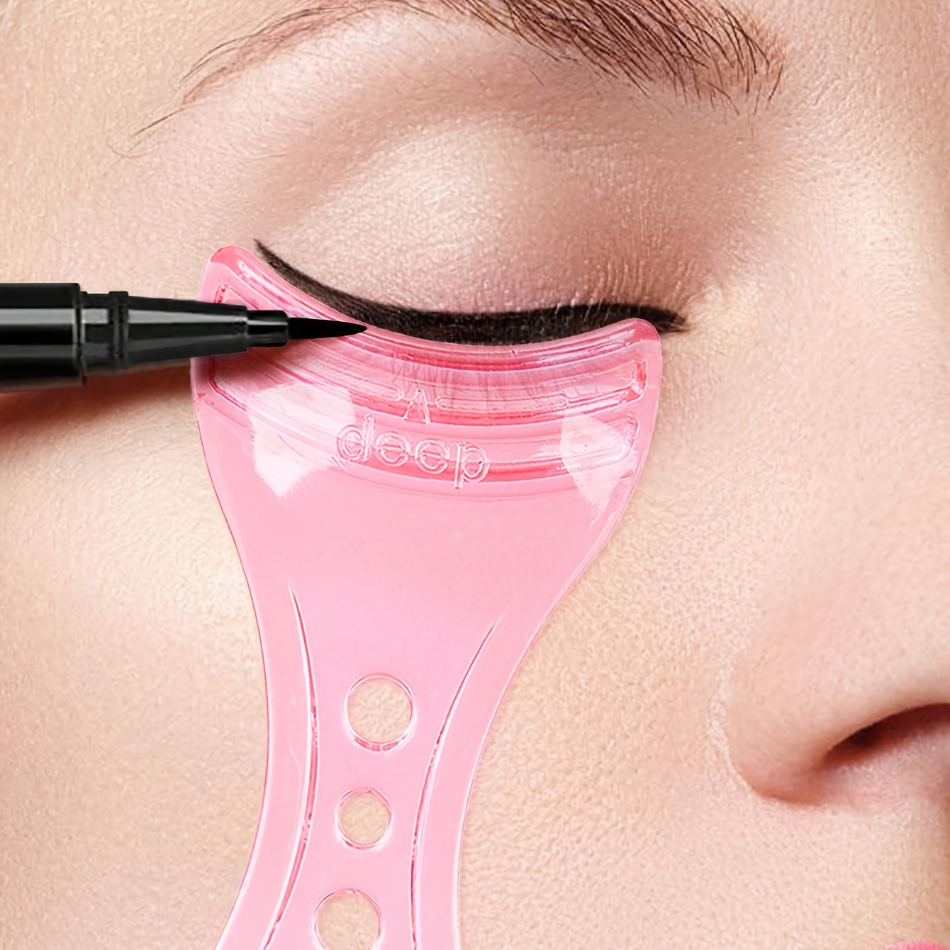 TEMU 3-in-1 Mascara Applicator, Mascara Guard, Eyelash Tool | Reusable Makeup Assistant, Beginner Aid, Perfectly Applies Mascara And Eyeliner,