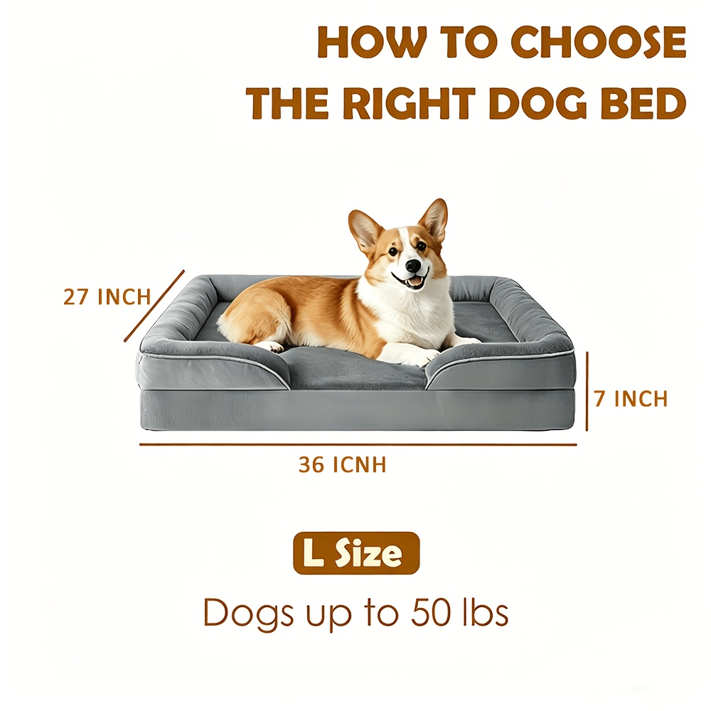 TEMU 1 Orthopedic Dog Bed Suitable For Small, Medium And Large Size Dogs. Dog Bed With Bolster Support In Sizes M, L, Xl, Xxl; Egg Crate Foam Xxl Dog