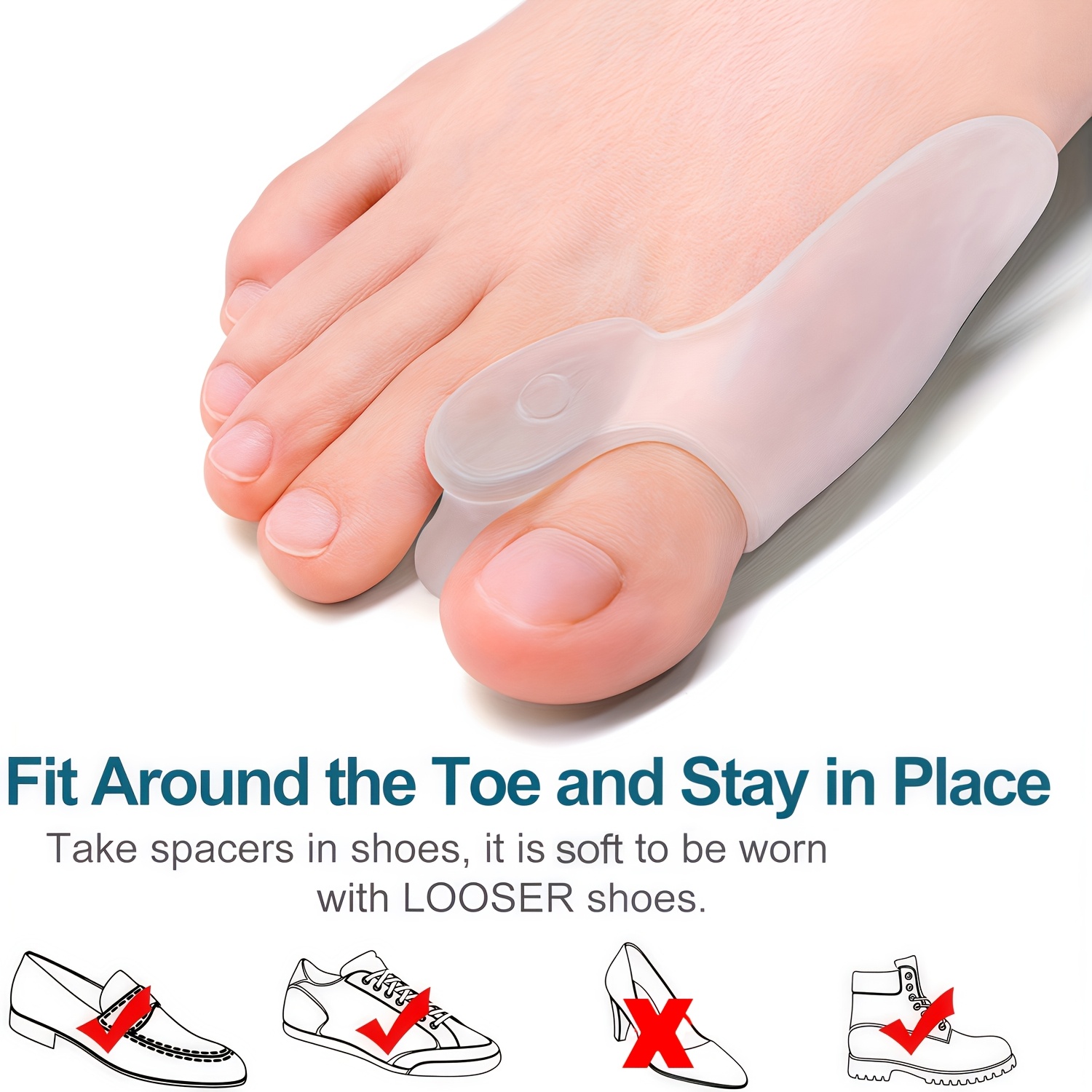 Zehenspreizer Aus Silikon - 4 Stück Set Für Hallux Valgus & überlappende Zehen, Damen/Herren