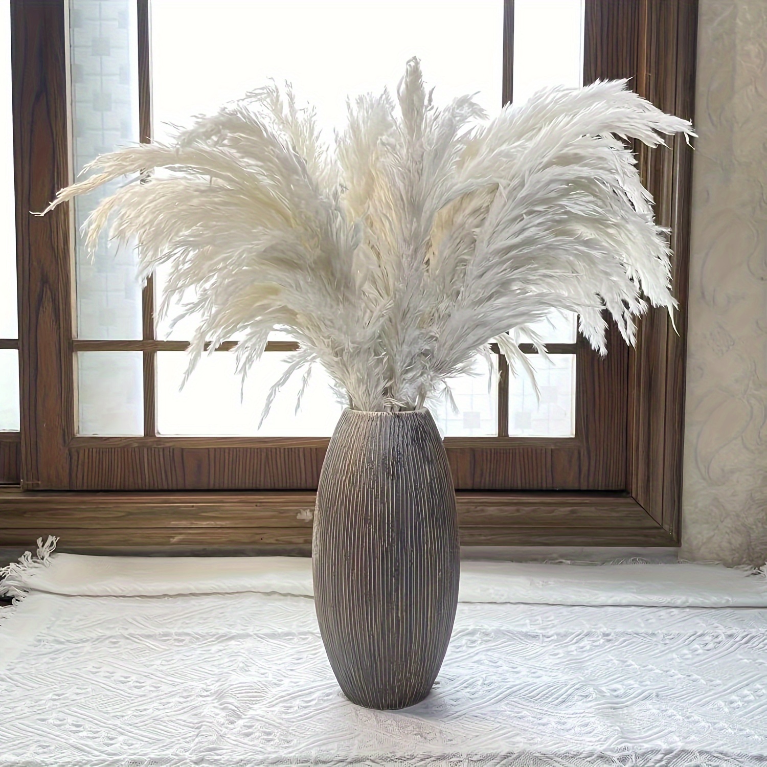 

5/10pcs White Fluffy Pampas Grass, Dried Flower Bouquet For Boho Home Table Decor, Farmhouse Spring Home Decor, Wedding Decor Floral Arrangements, Aesthetic Room Decor