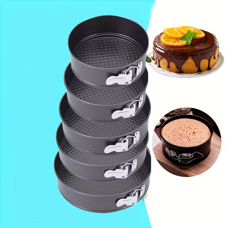 

5pcs Cake Molds, Spring Cake Molds, Loose Bottom Baking Cake Molds, Removable Bottom Non-stick Baking Pan, Oven Accessories, Baking Tools, Kitchen Gadgets, Kitchen Accessories, For Restaurant Use