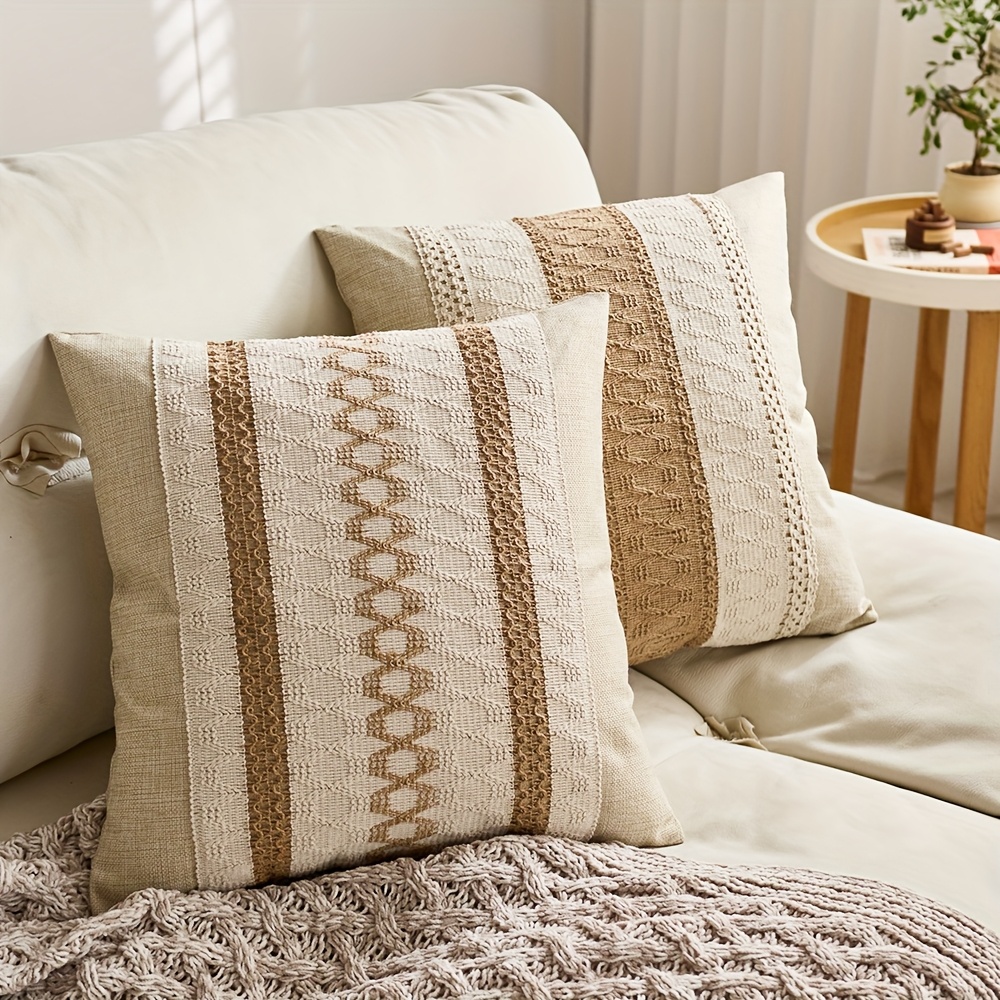 E-shop 2er-Set rustikale Retro-Kissenhüllen, braune dekorative Kissenbezüge, für Wohnzimmer Schlafzimmer Couch Bett Stuhl, böhmische Raumdeko (ohne