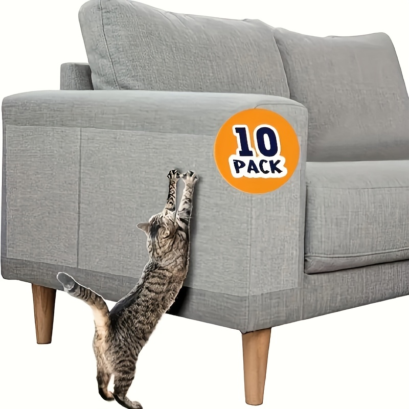 TEMU 10pcs Transparent Pvc Cat Scratch Protection Tape - Durable Furniture Protector & Training Aid, Anti-scratch Sofa Corner Guard For Cats, Clear Safety Material