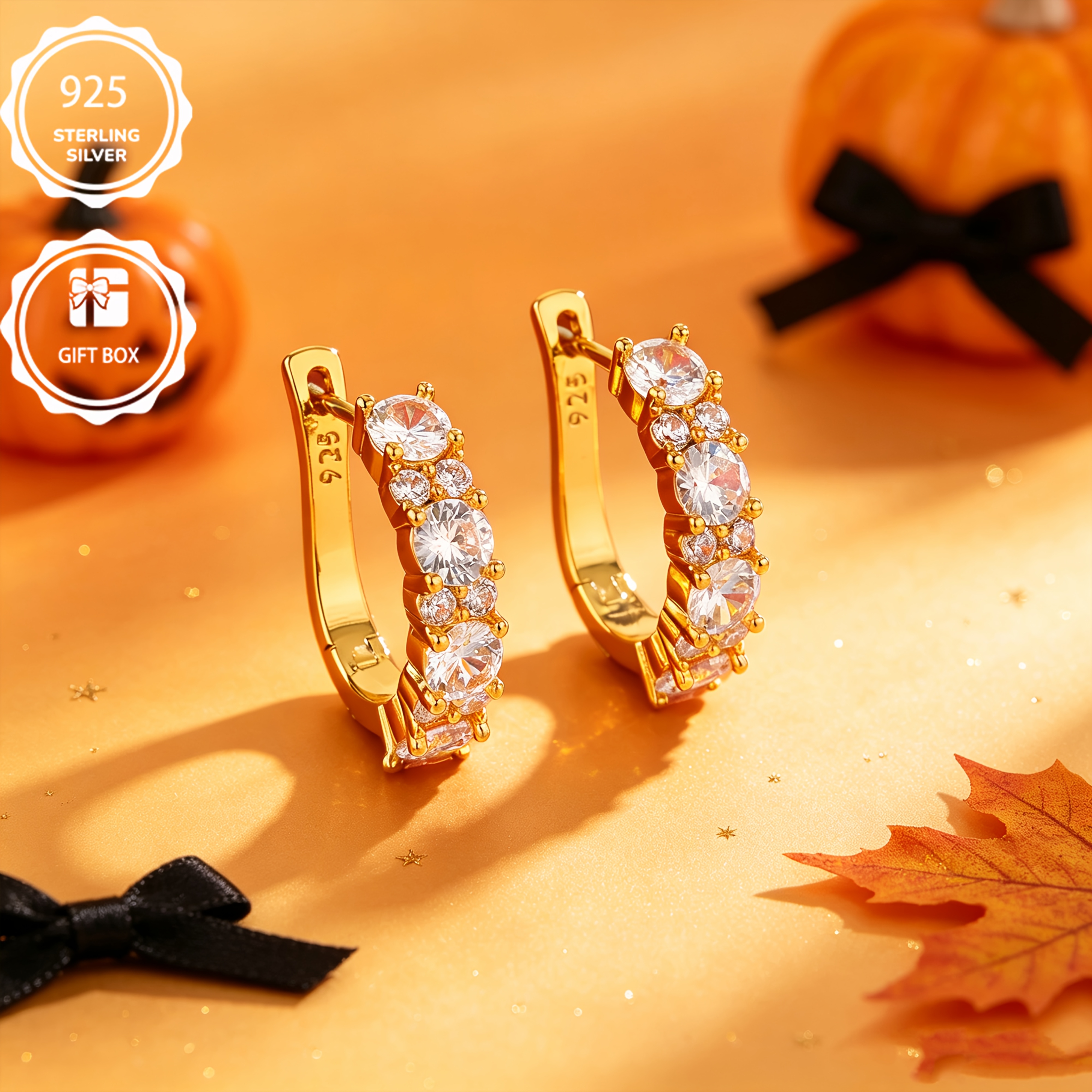 TEMU Local Warehouse, A Pair Of 925 Sterling Silver Hoop Earrings For Women, Total Weight Of The Product (1.2g) For Inlaid Zirconia Total Weight Of