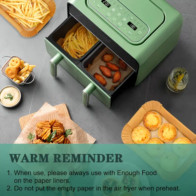 100pcs rectangle air fryer liner disposable paper pad that does not need to be cleaned baking pads without bleach multi purpose food baking paper pad suitable for ovens microwave ovens frying pan kitchen accessories kitchen baking tools Product details 4