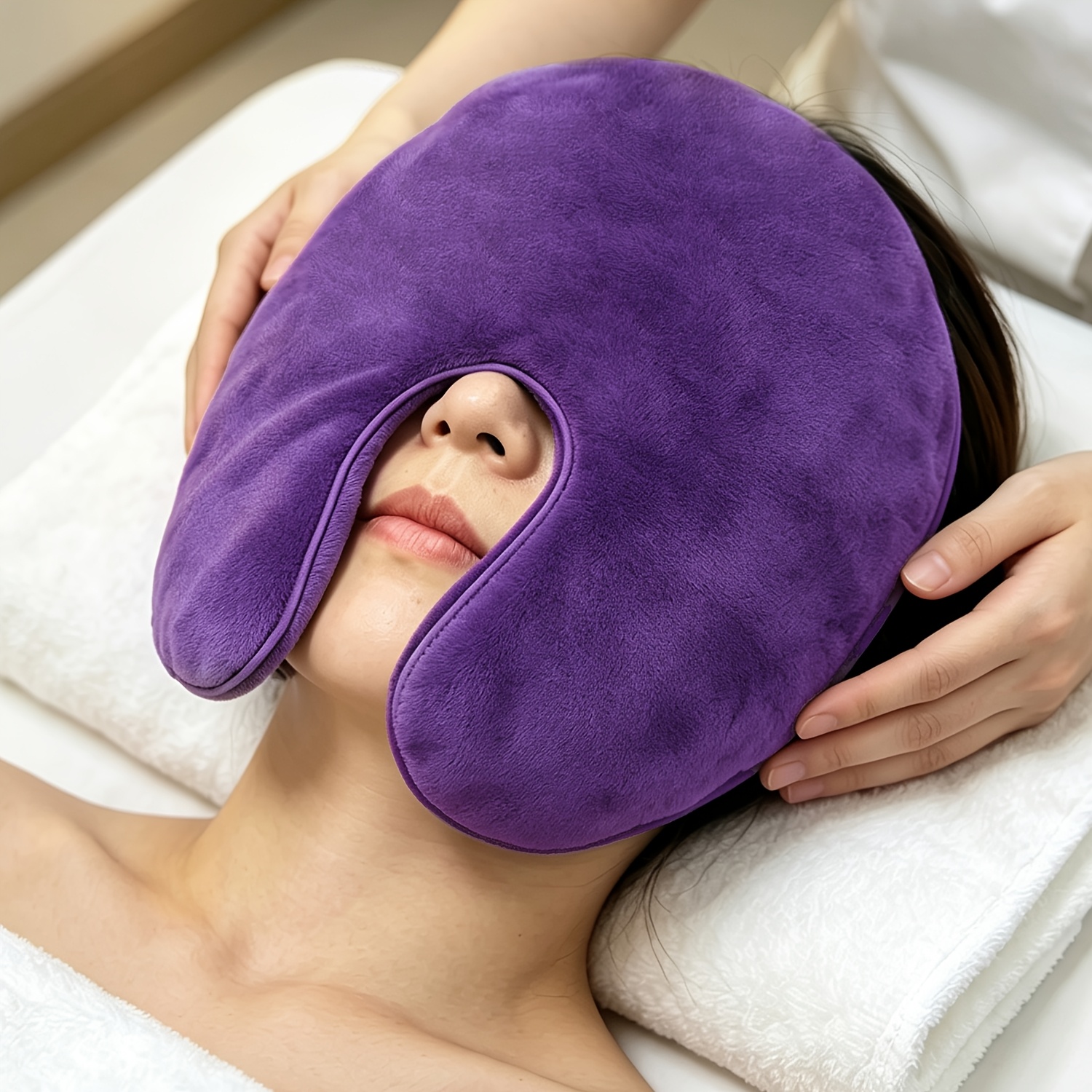 TEMU 1pc Microwave Heating Pad For Face, Hot Cold Pack, Sinus Soothing Mask (with Washable Cover)