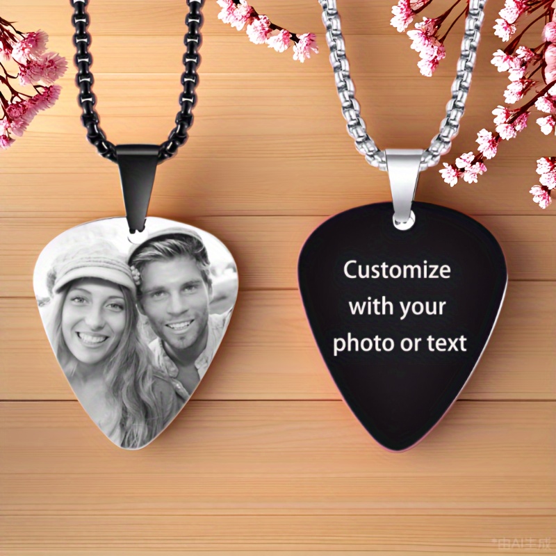 

Engraved Guitar Pendant Necklace - Steel, - For