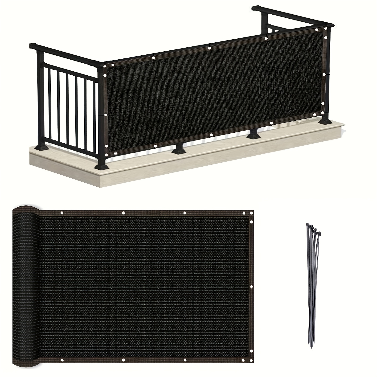 Image of Heavy Duty Privacy Screen - 70-80% Sunshade Rate Windproof And Dustproof Mesh Fabric, Suitable For Outdoor , , And Pool Decks