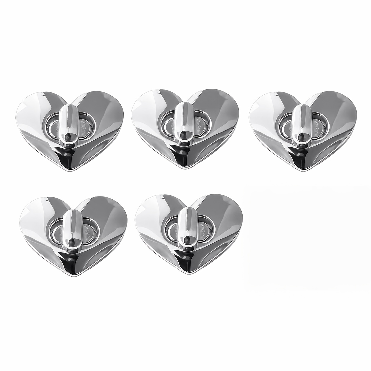 TEMU Fibbia a forma di cuore argentata da 5 pezzi per borsa, portafoglio, fibbia girevole in metallo di ricambio per borse, materiali di consumo per