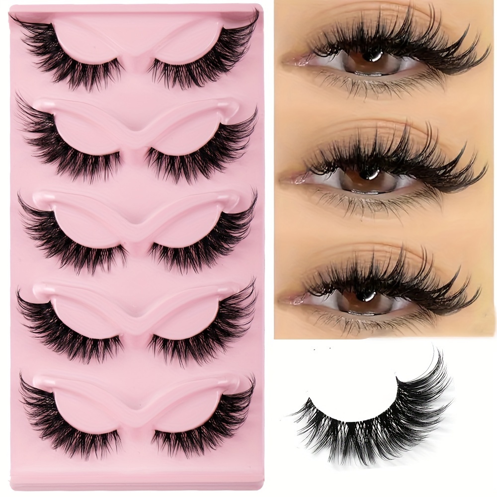 

5-pair Set, Fox Eye False Eyelashes With Transparent Band, Extended Outer Corner, Natural & Stage Makeup, Long-lasting Fake Lashes