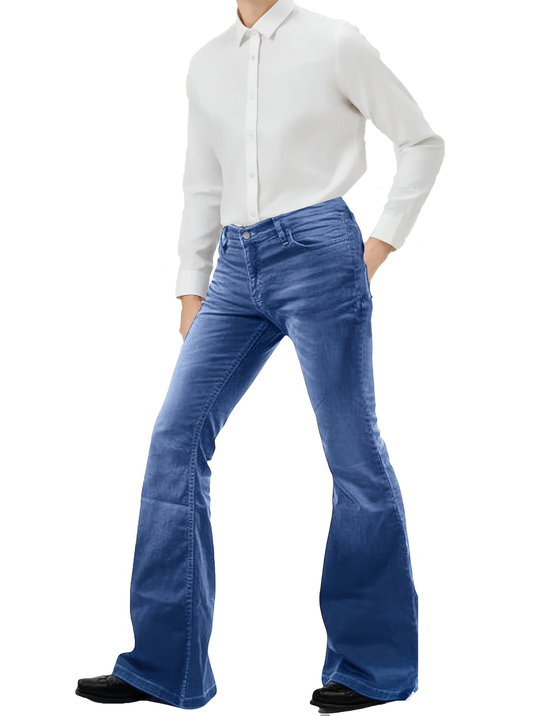 mens vintage 70s flared bell bottom jeans retro disco pants Temu
