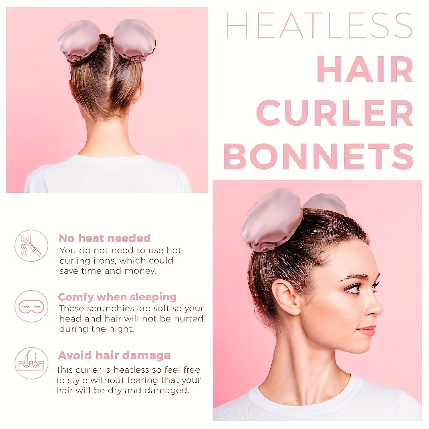 2pcs Portable Heatless Hair Curler for Sleeping