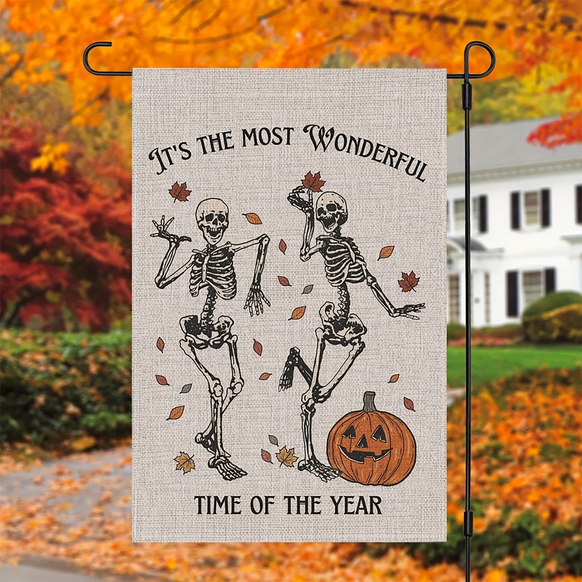 

Halloween Garden Flag 12x18 Inch - Linen Burlap Double-sided Yard Decoration - Small Multipurpose Outdoor Flag For Halloween Decor, No Electricity Needed (1pc)