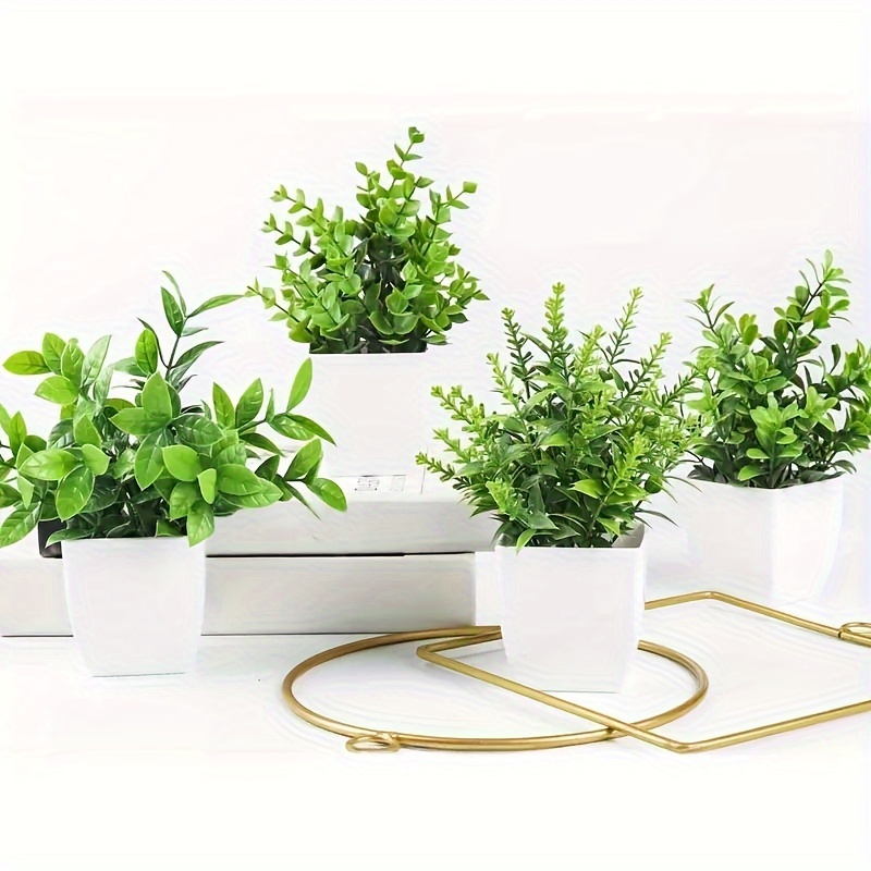 16 piezas de plantas artificiales artificiales en maceta, mini maceta,  flores de plástico para interiores y exteriores, hogar, cocina, oficina