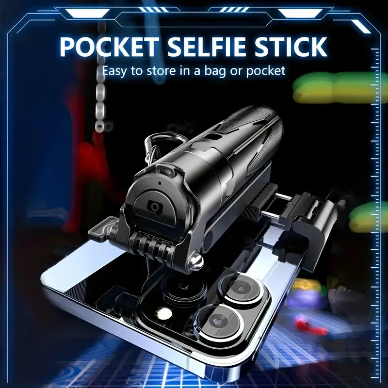 vara de selfie extensível de 16 polegadas com sem fio, suporte para smartphones giratório em 360°, altura ajustável por botão único, empunhadura estilo dslr, material abs à dágua, compatível com vários telefones para , viagens, caminhadas, transmissões e fotografia namorados, varinha de selfie para celular detalhes 8