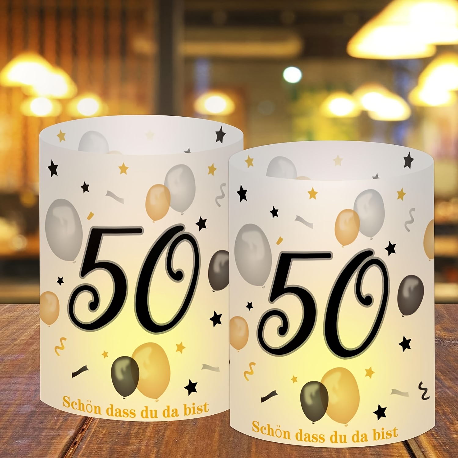 TEMU 8pcs Birthday Lantern Table Decorations, 50th Birthday Decorations, Happy Birthday Table Decorations For Tea Lights Or Candles, Party Supplies