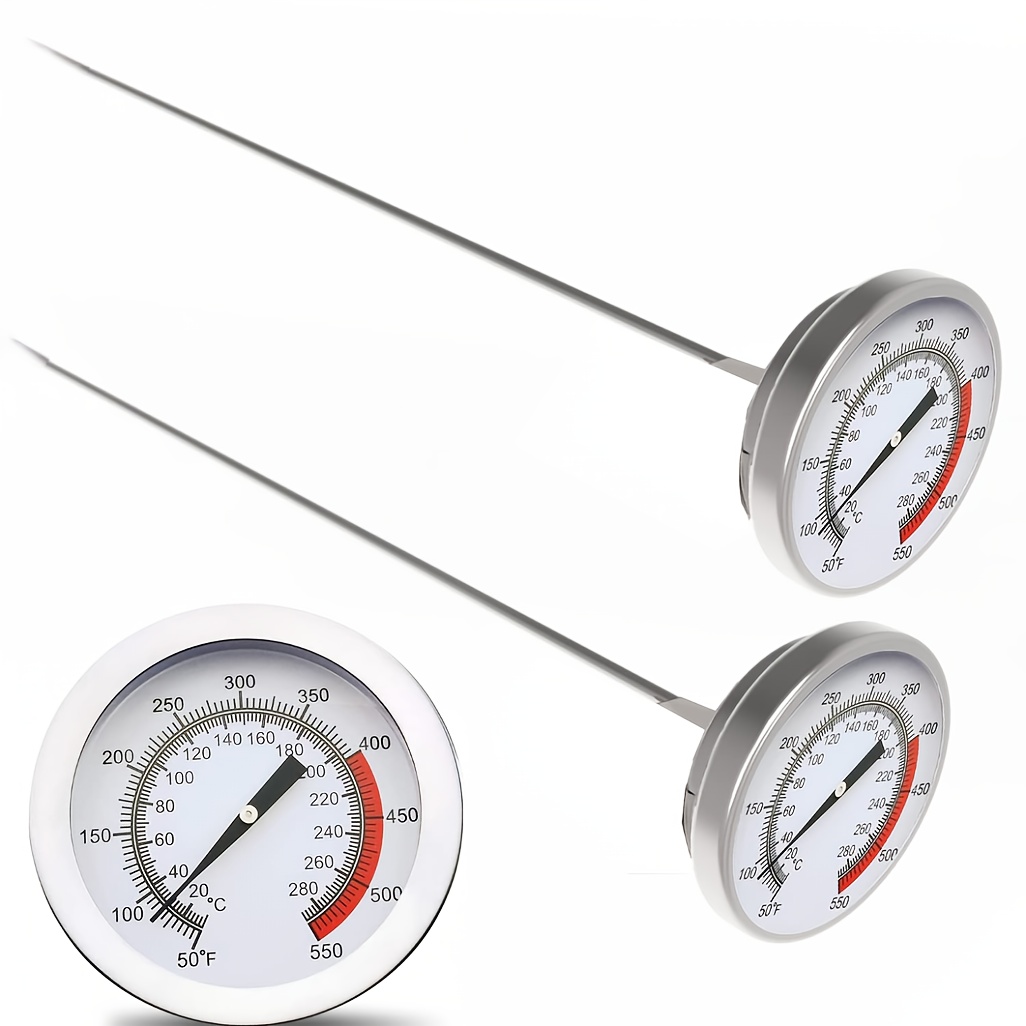 TEMU 2 Pack Deep Fry Thermometer 16" Long Stem With 2" Dial, Instant Read Meat Thermometer For Frying, Bbq, Grill, Turkey, Candy
