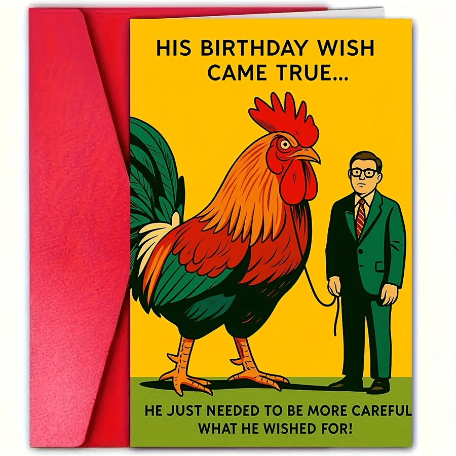 TEMU 1pc Men's Fun Birthday Greeting Card, Unique Wish Humorous Design, Suitable For , Colleagues As A Birthday Celebration Gift