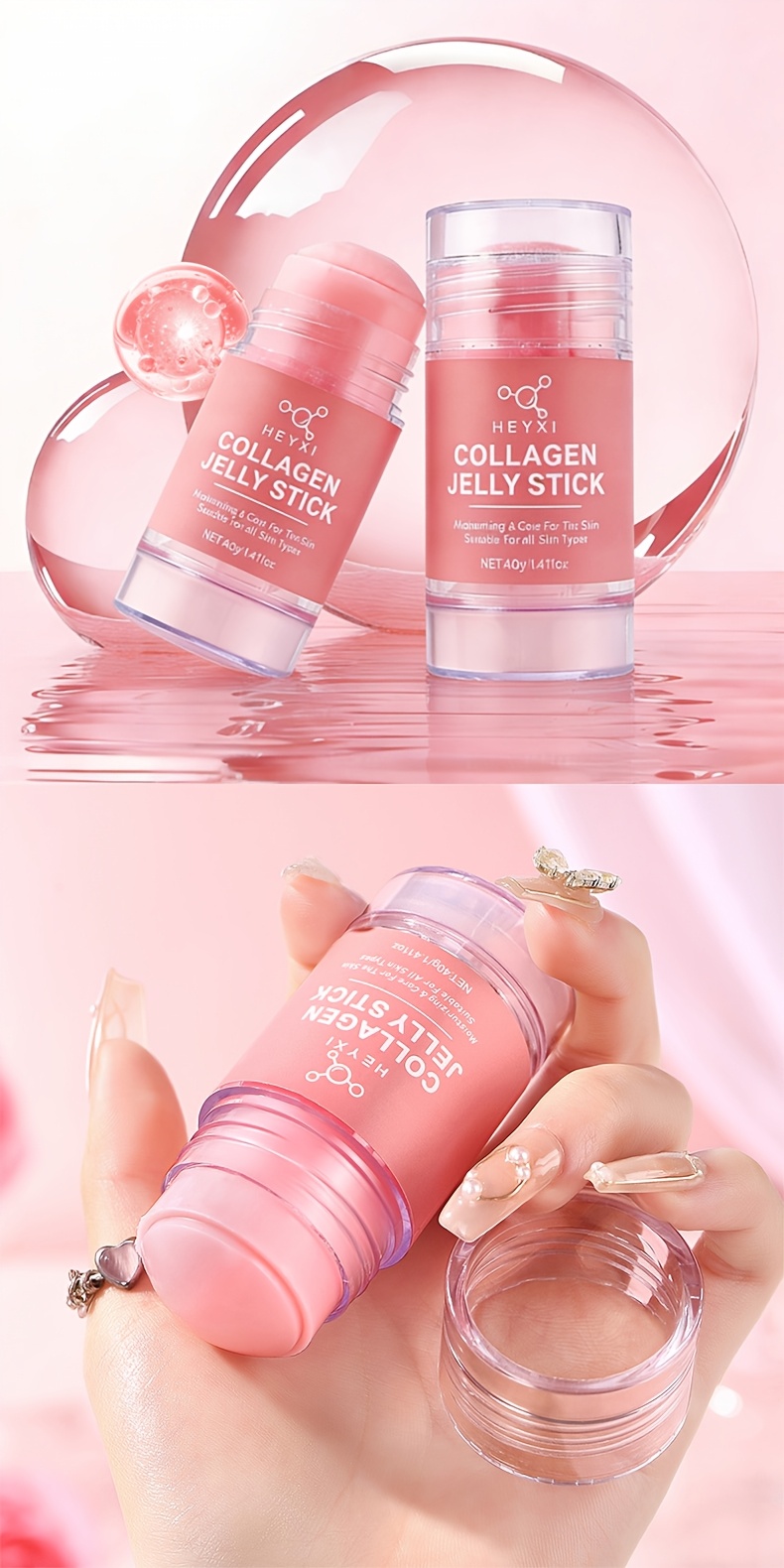 Stick Gel Instant pentru Lifting și Fermitate Facială și Gât cu Colagen, Reduce Aspectul Ridurilor, Fermitatea Pielii, Semnele de Îmbătrânire, Diminuează Cearcănele, Petele de Sângerare sau Imperfecțiuni, Nivulează Tonul Pielii, Netezește Pielea