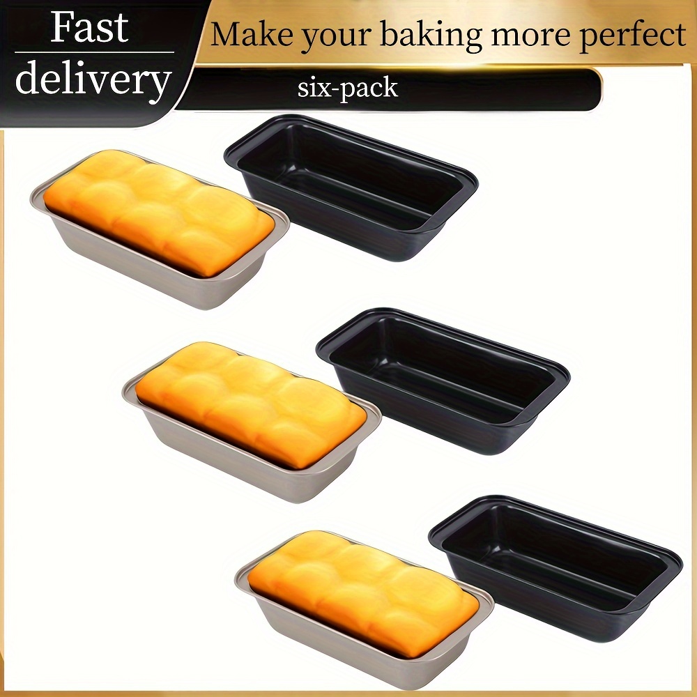 

6 Non-stick Bread Pan (bread Pan)8.5 X 4.5 Inch Carbon Steel Kitchen Pan (rectangular)(for Home Baking Breads, Cakes Or Pies) Gold/black