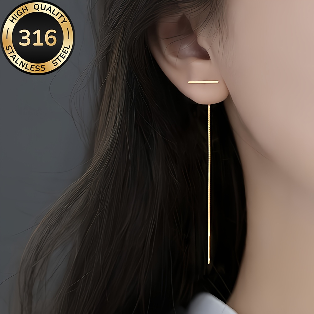 E-shop Hypoallergene goldene Edelstahl-Ohrstecker, Anti-Fade, bequem und vielseitig, einfach und elegant, hochwertige, modische Damenohrringe für den