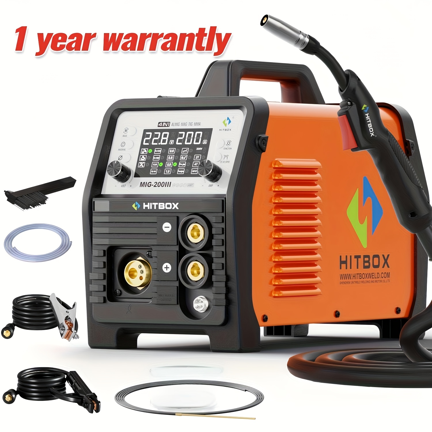 Mig Welder, 200amp 220v Mig Welding Machine, 5 In 1 Gas Mig/flux Core Mig/spool Gun Mig/lift Tig/stick Multiprocess Aluminum Mig Welder, Spool Gun Compatible