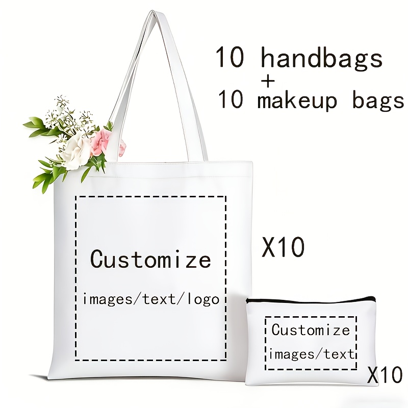 TEMU 20 Pezzi Borse Tote/Borse Trucco, Bianche - Borse della Personalizzate con Immagini Caricate, Borse Tote Personalizzate con Immagini e Testo
