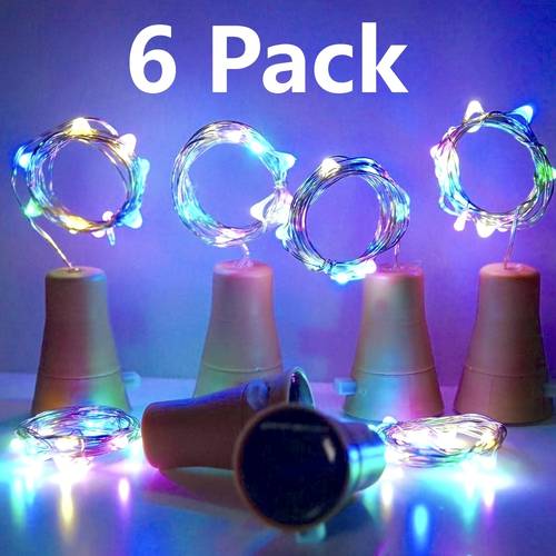 set of 6 wine bottle lights shaped like corks decorations parties and outdoor events ideal for holidays gardens patios and in warm white or multicolor for festive occasions like christmas