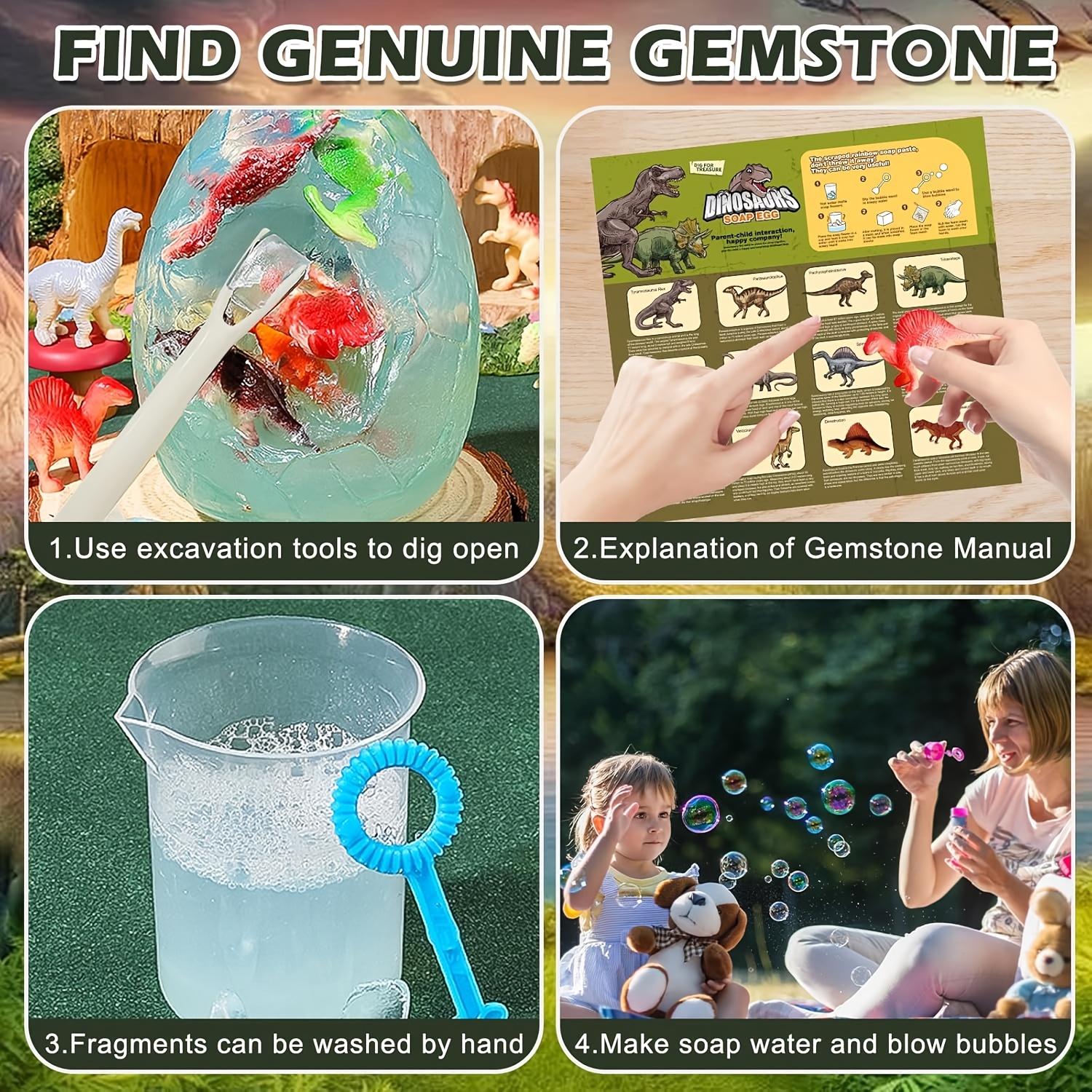 Dinosaur Fossil Digging Kit For Kids, Dinosaur Eggs Excavation Dig Kit With 12 Dino Figures, Dinosaur Toys For Kids 5-7 8-12, Science Experiments Kits Birthday Christmas Easter Gift For Boys & Girls