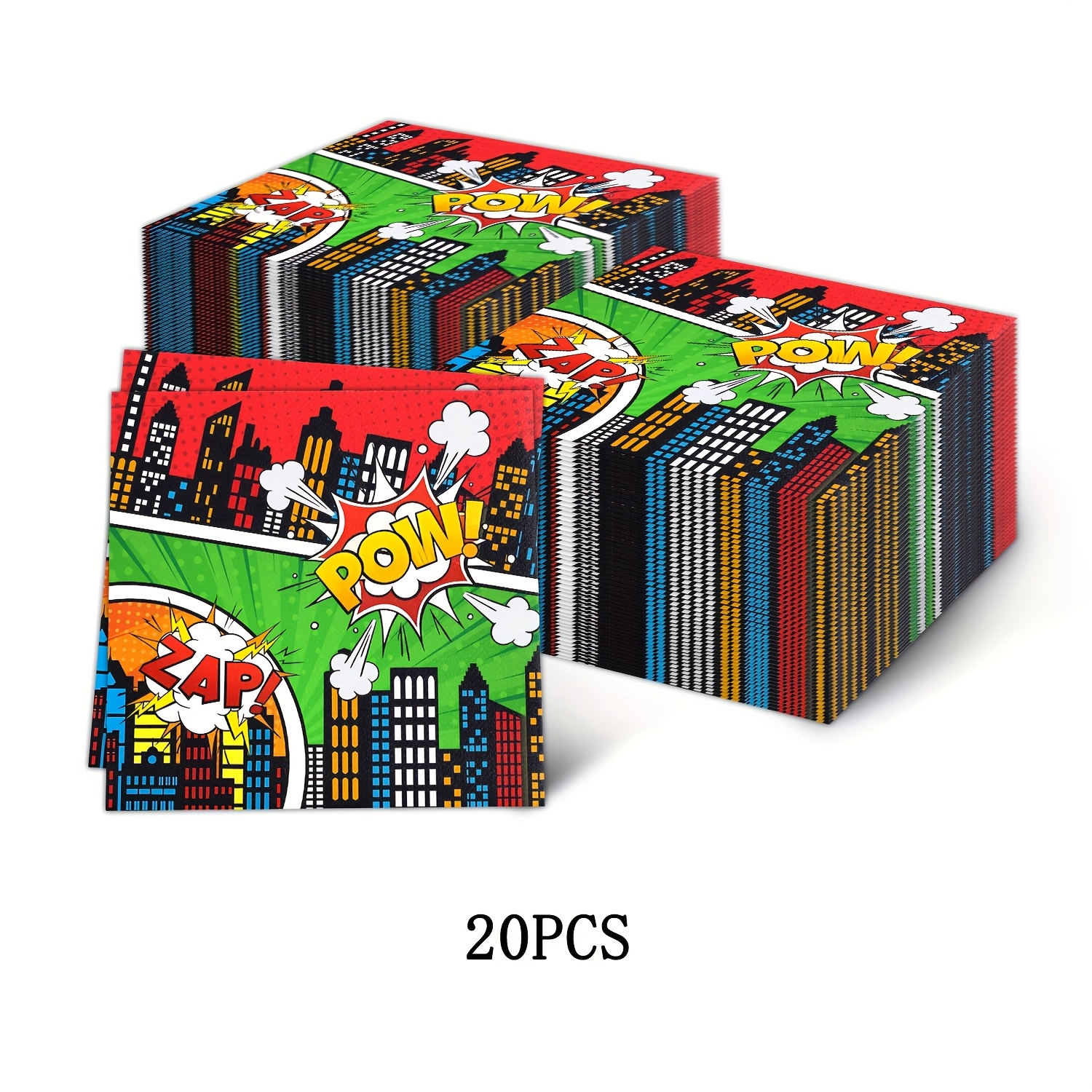 TEMU 20 pezzi, Tovaglioli Multicolore a Tema Supereroi, 3 Pieghe 4 per Feste, per Feste di Appassionati di Supereroi, Compleanni, Anniversari, Addii