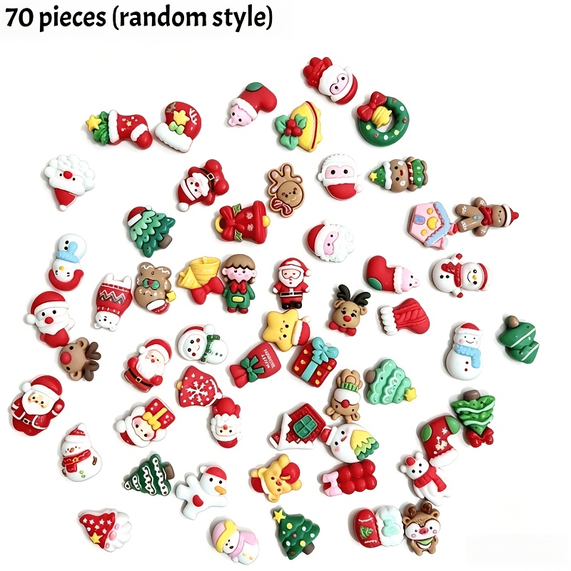 TEMU 60pcs Multi-piece Party Gift Set Christmas Resin Decoration, Suitable For Handicrafts, Holiday Party Jewelry Making, Phone Cases And Collages,