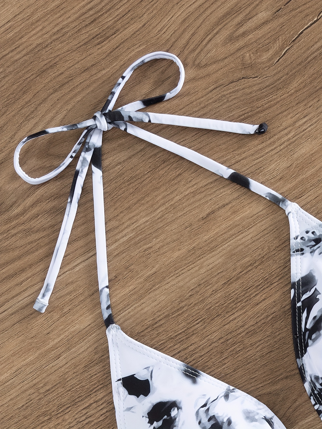 Allover Print Triangle 2 Piece Set Bikini, Halter V Neck High Cut Swimsuits, Women's Swimwear & Clothing