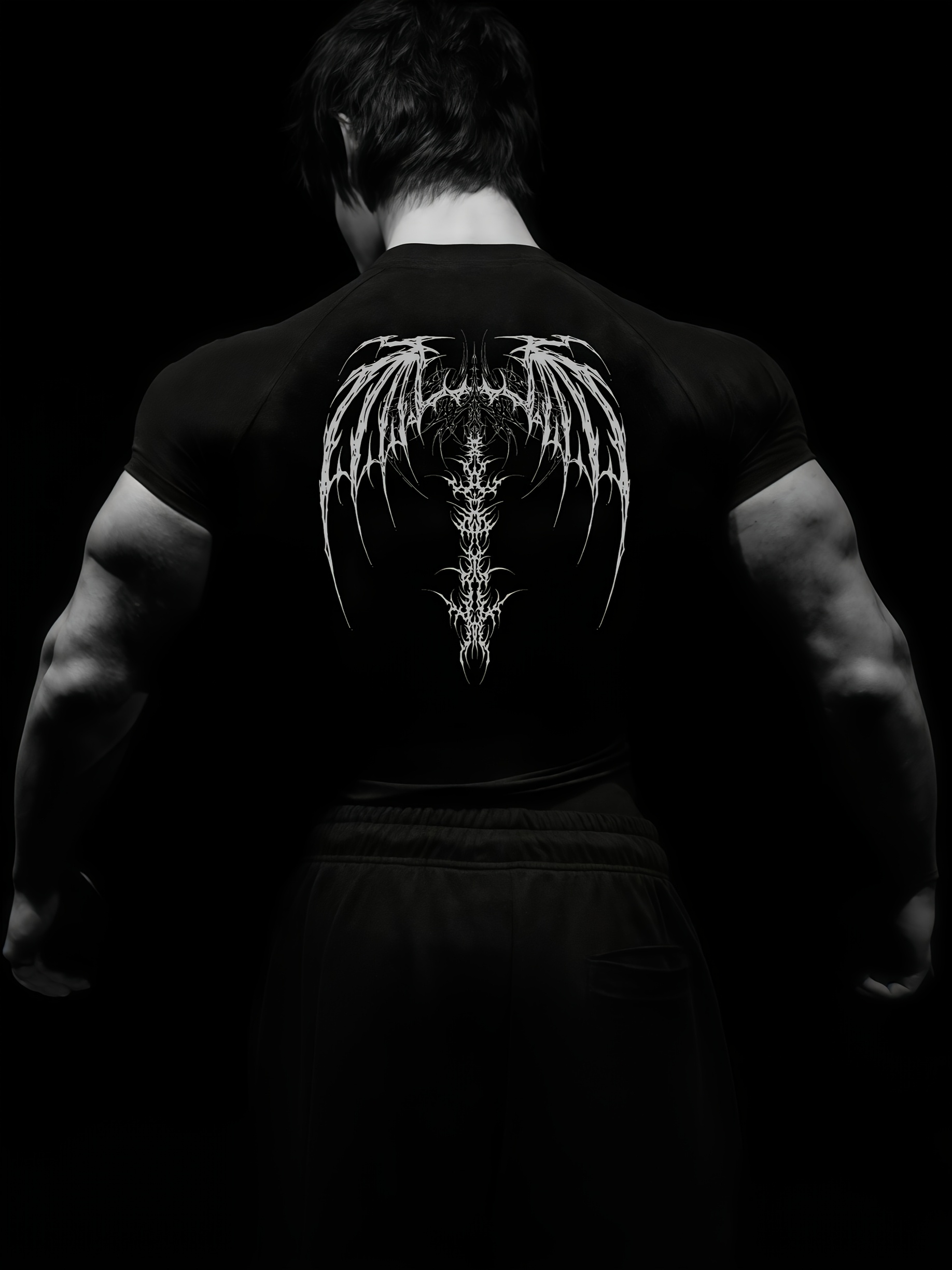 gothic spine wings mens gym shirt high breathable Temu United