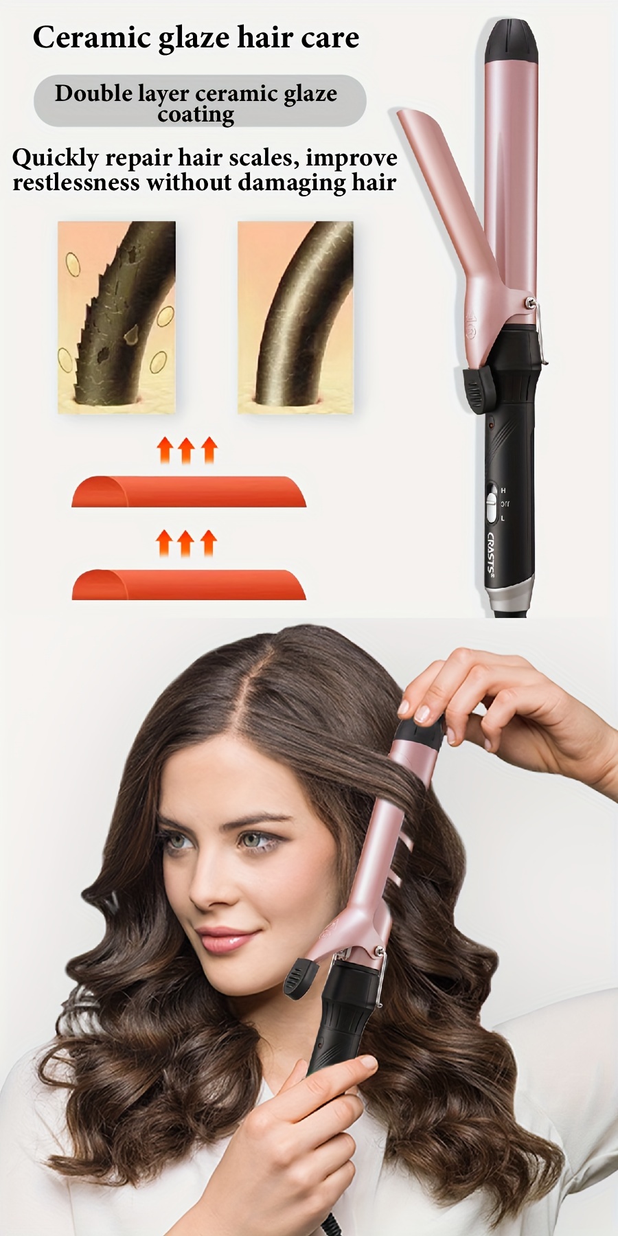  32mm hair curling wand unisex adult 220v type c plug 63w powerful styling tool no battery needed for and bangs hair details 1