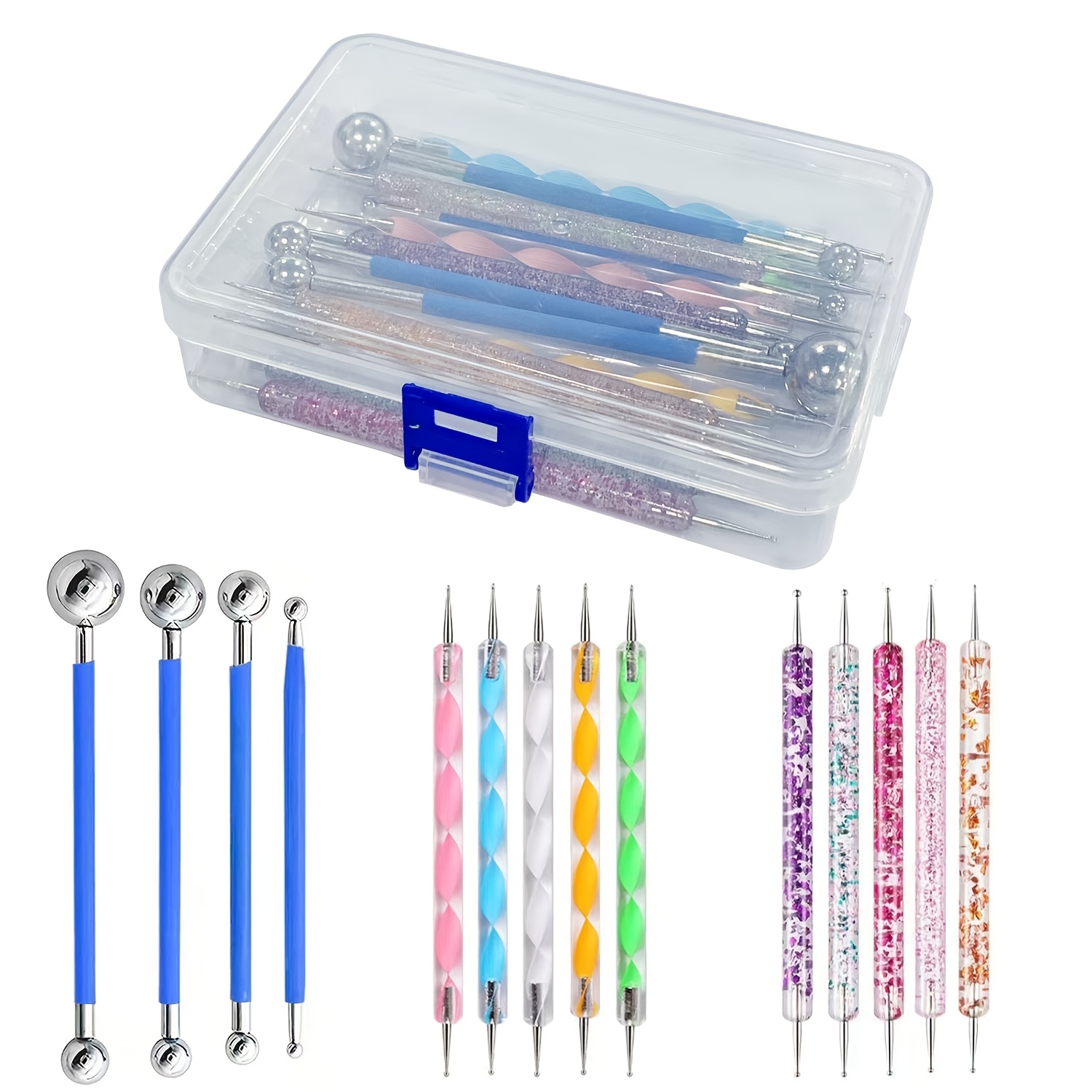 TEMU 14pcs Pottery Tool Set Including Clay, Round Sticks, Dotting Pens, And Sculpting Tools