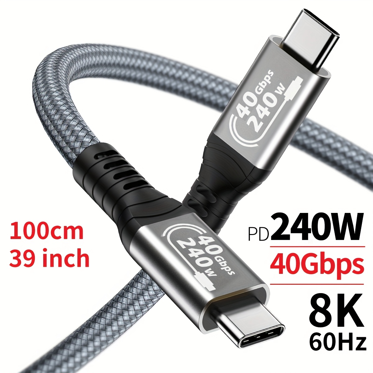 240w 40gbps Type--feature Data Cable, Super Fast Charging, 8k Video Display, For Thunderbolt 4/3, Suitable For Iphone 16/15, Macbook, Ipad, Dell Xps, For Switch, , Ssd, Docking Station, Monitor