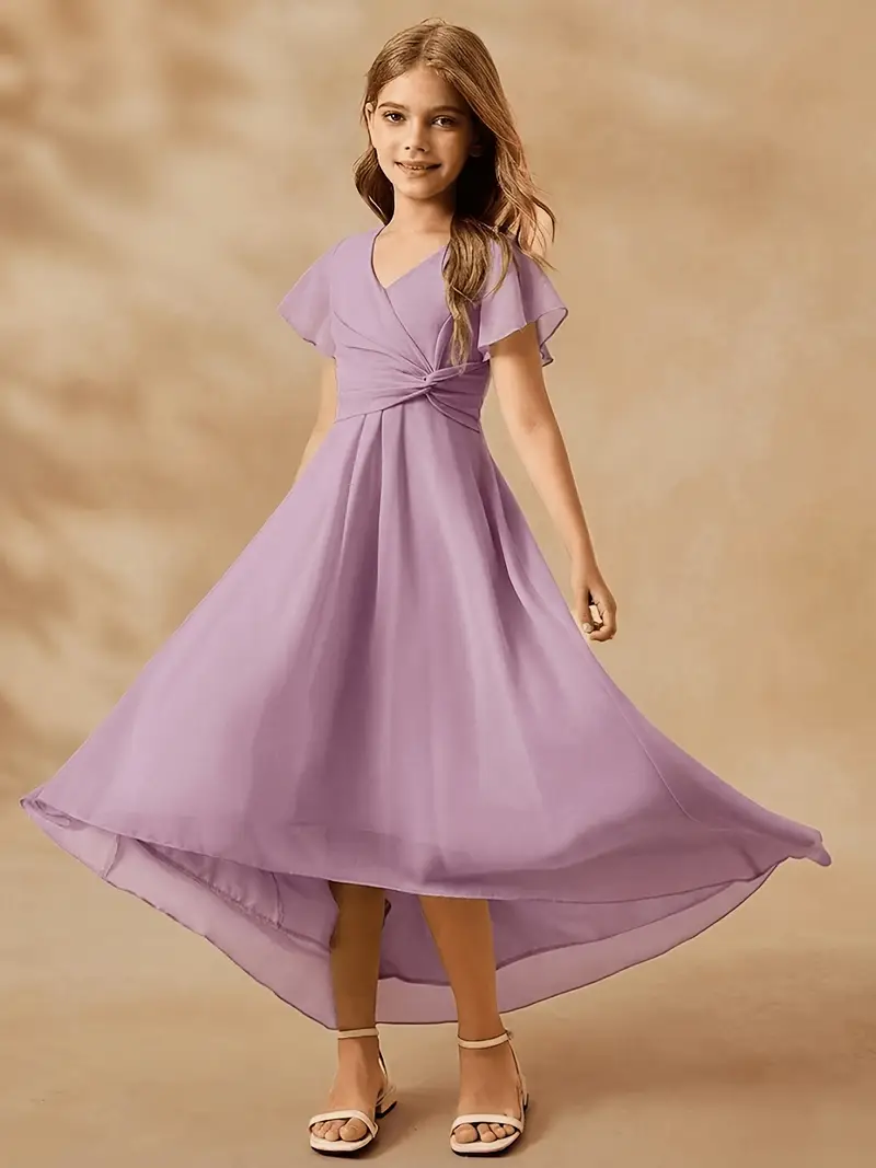 big girls holiday dress Big Girls Casual Dresses Print Color Sleeveless Ruffle With Pleated Detail Elegant Party Gown Holiday Dress Size 9-10T
